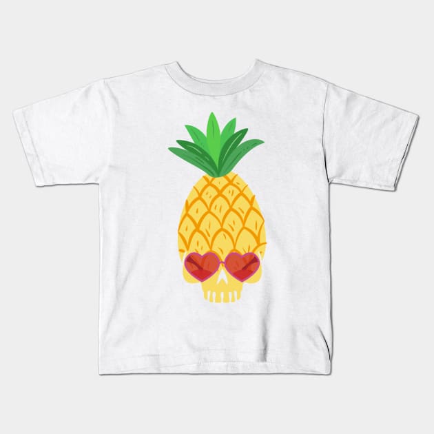 Skull Pineapple Aloha Hawaii Hawaiian Funny Kids T-Shirt by macshoptee